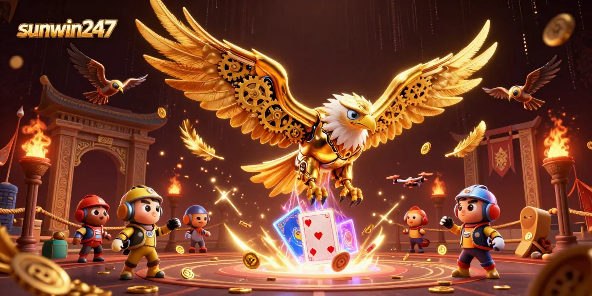 Experience thrilling victories at sunwin247 in a vibrant casino-themed digital illustration.