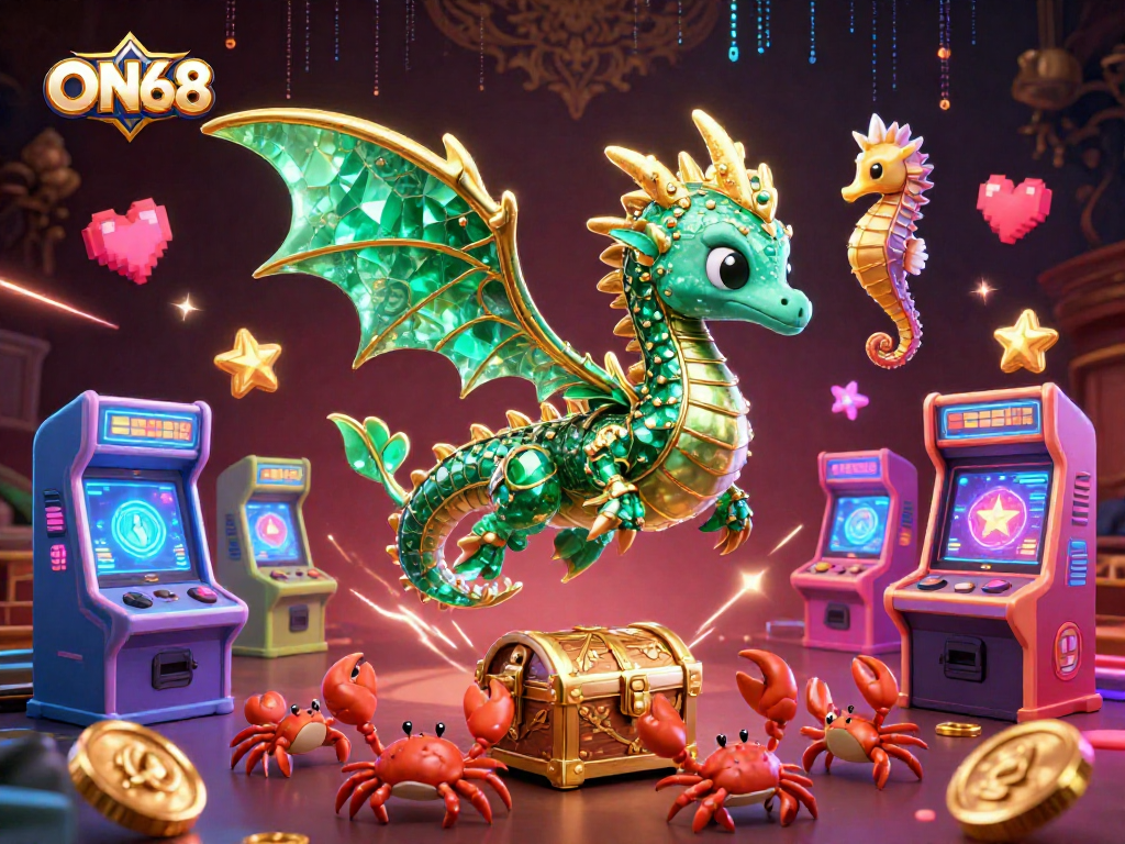 Experience ON68's dynamic gaming environment with a vibrant underwater casino scene.