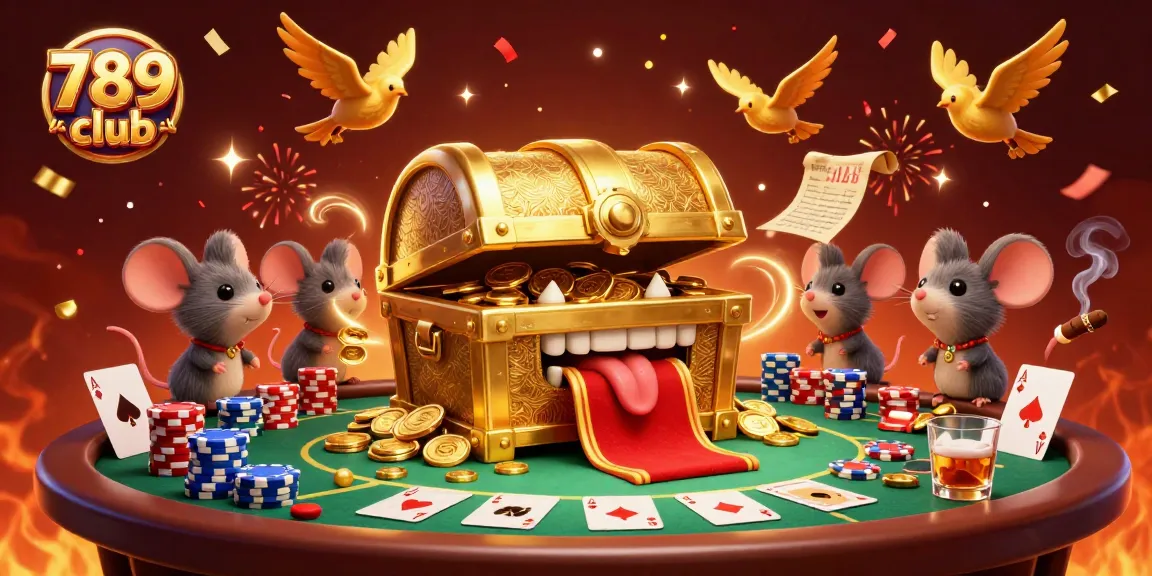 Experience exciting gameplay at 789 club with treasure chests, poker elements, and rich casino atmosphere.