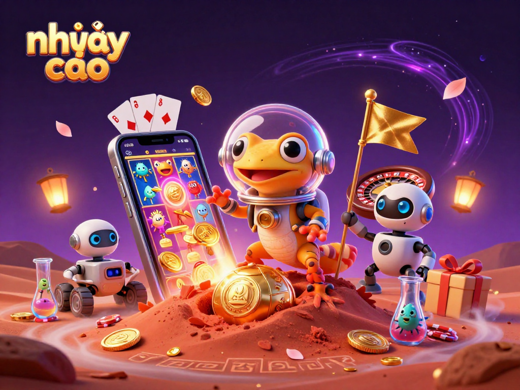 Experience the thrill of nhảy cao as a Martian gecko discovers a golden casino on Mars.