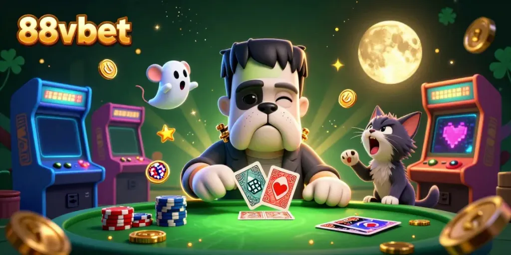 Experience thrilling gameplay at 88vbet with unique characters in a lively casino atmosphere.