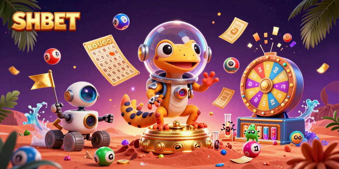 Experience thrilling gameplay action at SHBET with dynamic lottery and gaming elements in a vivid casino illustration.