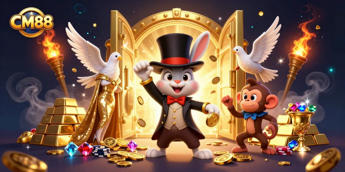 Engage with CM88’s exciting casino world through this vibrant 3D illustration.
