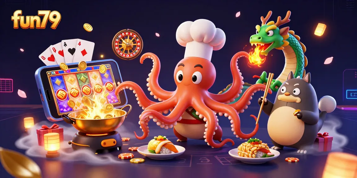 Join the fun79 gaming excitement with vibrant slots, golden coins, and dynamic characters