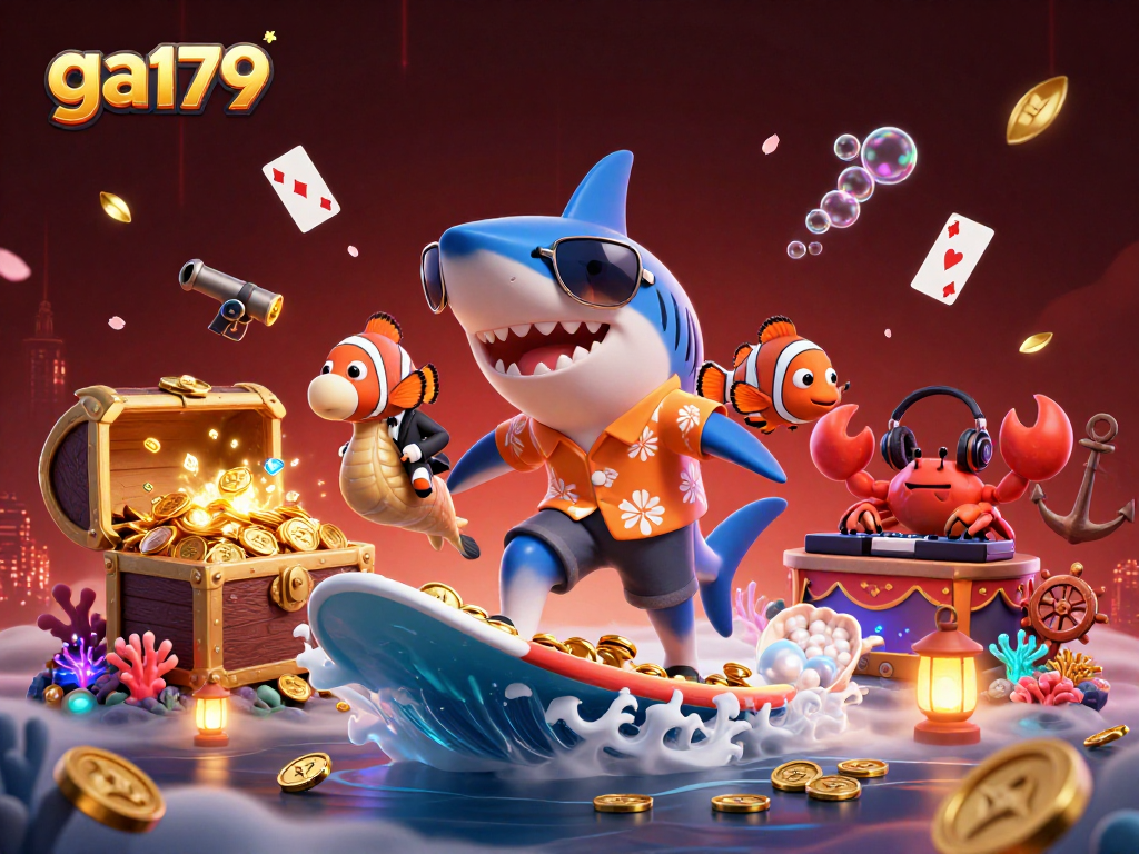 Experience thrilling ga179 online cockfighting with the vibrant characters surfing on gold coins!