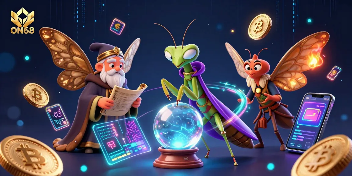 Engage with the mystical ON68 casino experience featuring a fortune teller and ethereal elements.