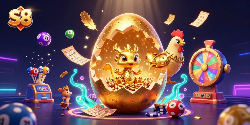 Engage in exciting games with the S8 featuring a golden dragon and dynamic lottery elements.