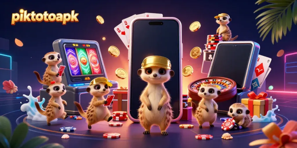 Experience exciting gaming as meerkats manage a vibrant casino operation with piktotoapk.