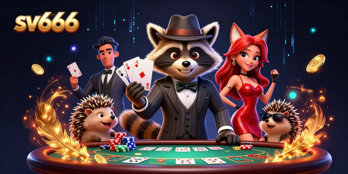Engage with sv666 at a vibrant casino scene featuring poker action and charismatic characters.