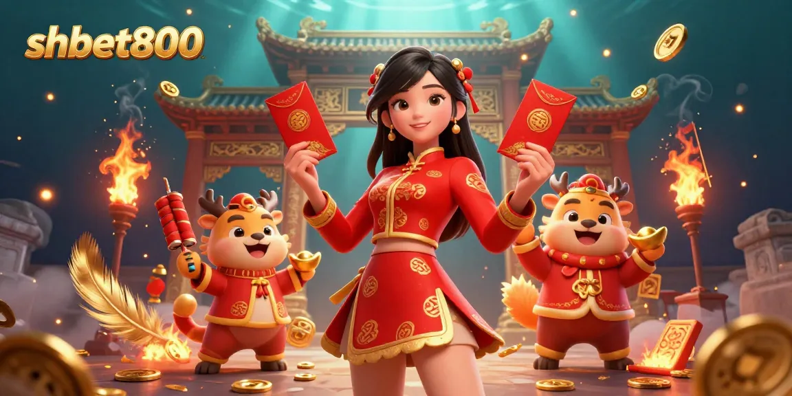 Experience thrilling gameplay at shbet800 with a vibrant Lunar New Year-themed casino illustration.