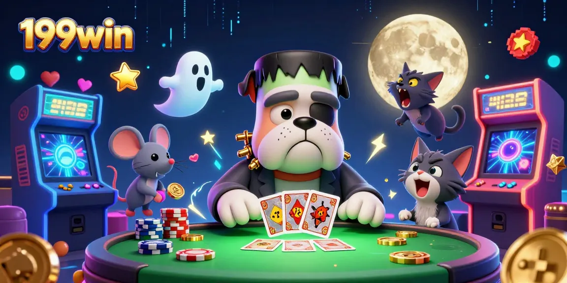 Experience the excitement at 199win with a lively casino scene featuring spirited characters and dynamic game elements.