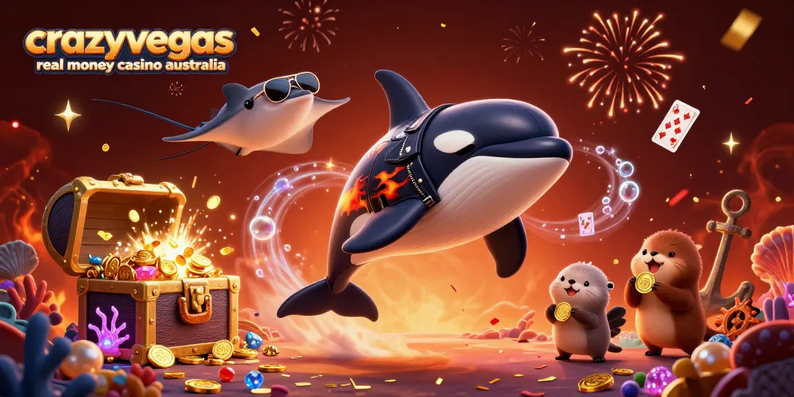 Join the fun at crazyvegas real money casino australia with animated sea creatures celebrating big wins and treasures.