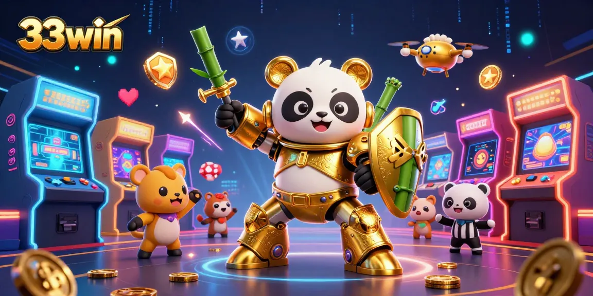 Experience thrilling gameplay at 33win with a dynamic scene of casino fun featuring vibrant characters.