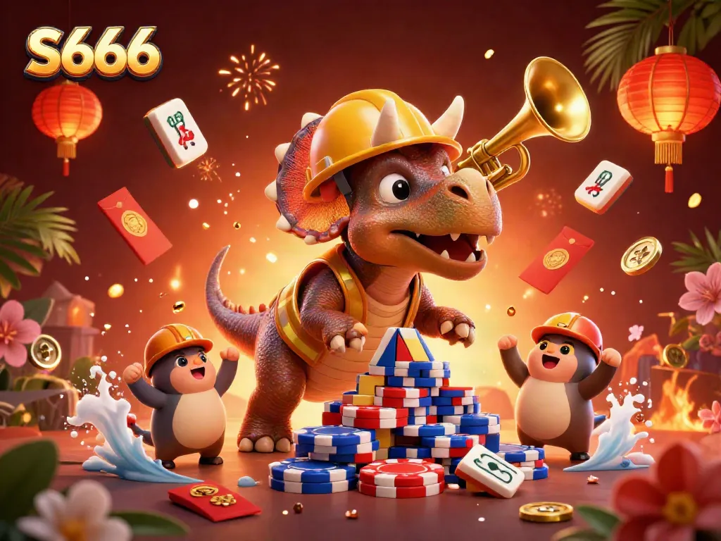 S666 showcases an exciting poker-themed scene with vibrant characters celebrating in a casino atmosphere.