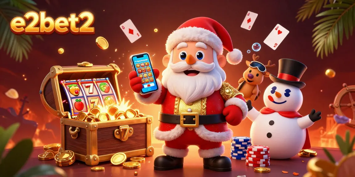 Spin and win at e2bet2 with vibrant casino action showcasing Santa and his whimsical friends!