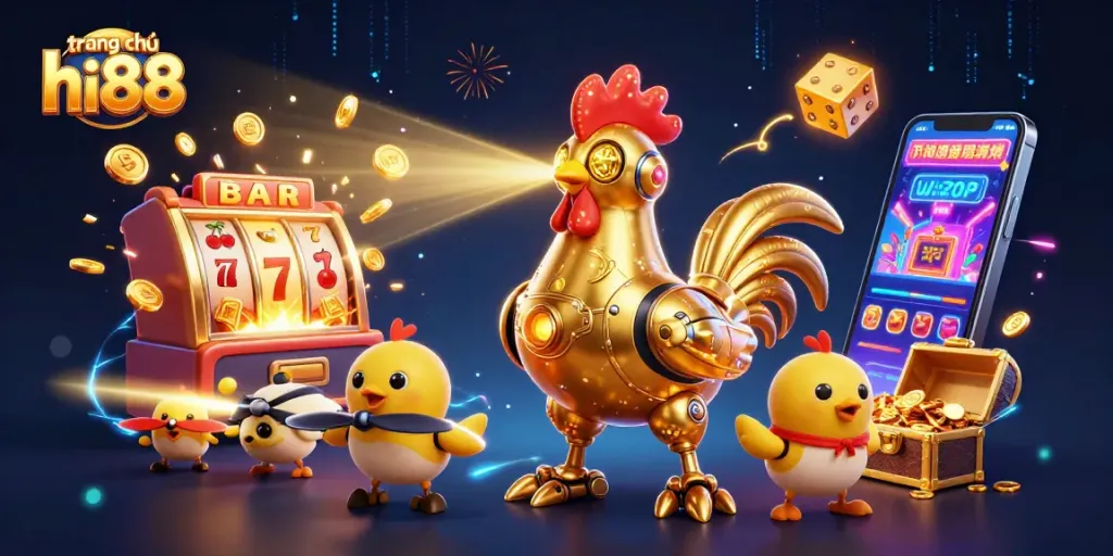 Experience the thrill of winning at trang chủ hi88 with a festive 3D casino scene bursting with energy and gambling excitement.