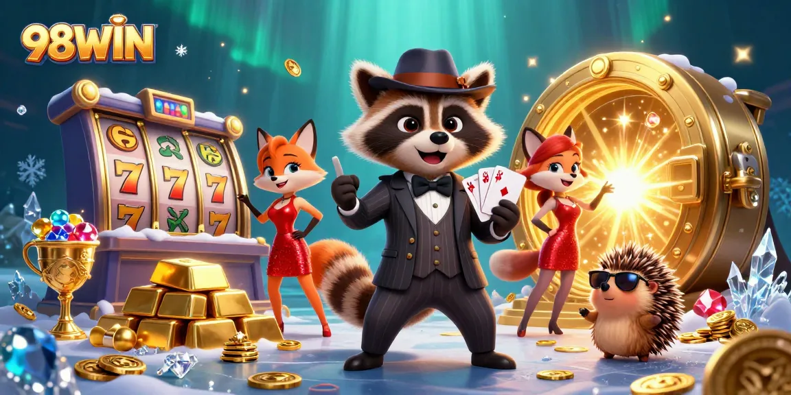 Experience thrilling wins with 98WIN as raccoon and fox conquer the casino realm.