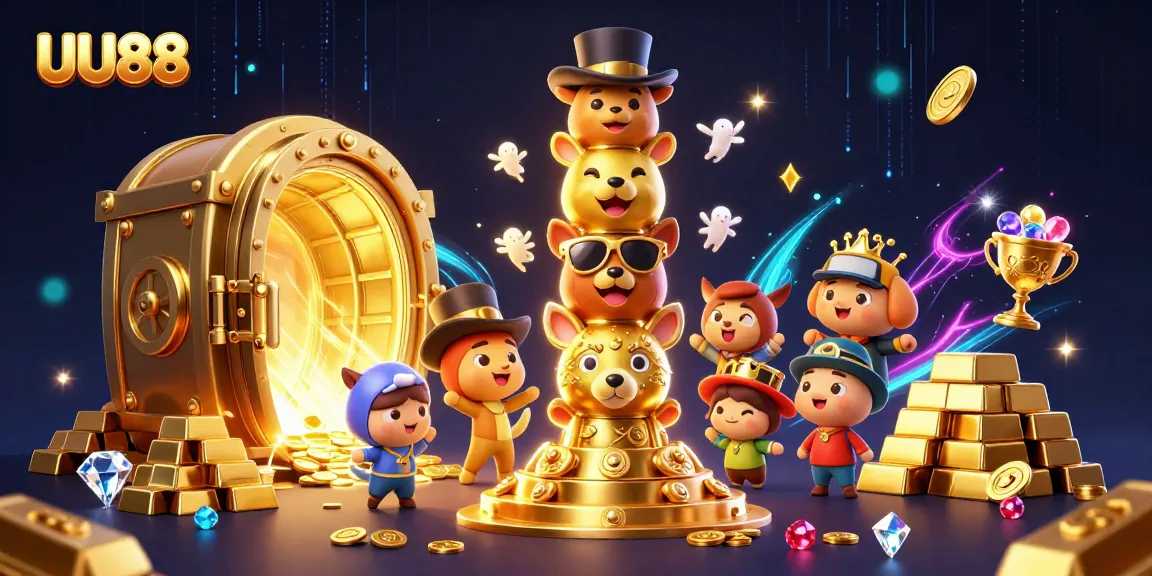 UU88 showcases vibrant gambling fun with a golden totem and treasure for excitement.