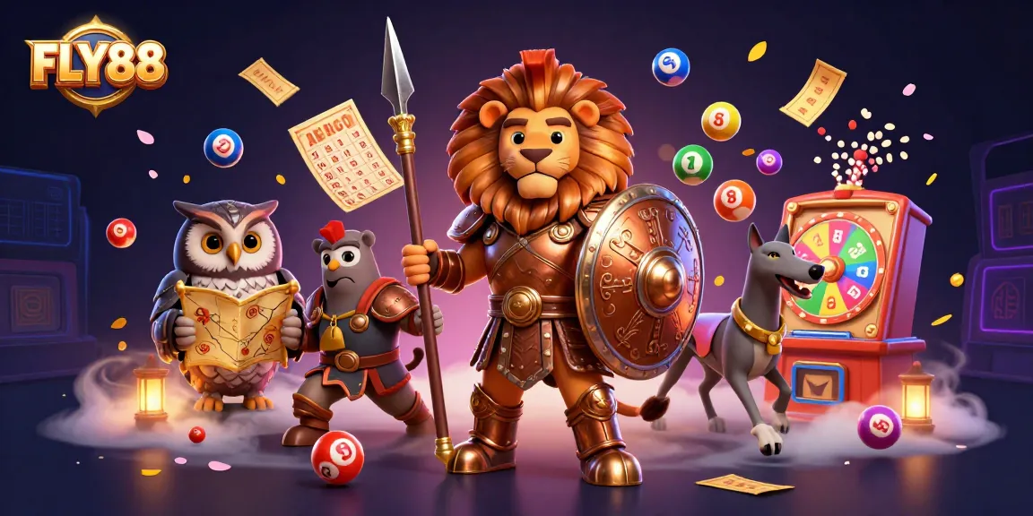FLY88 promotes winning strategies in an adventurous casino battle scene with dynamic elements.