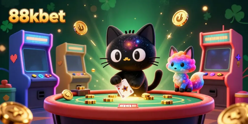 Experience the cosmic allure of 88kbet's casino world with vibrant characters and stellar game elements.