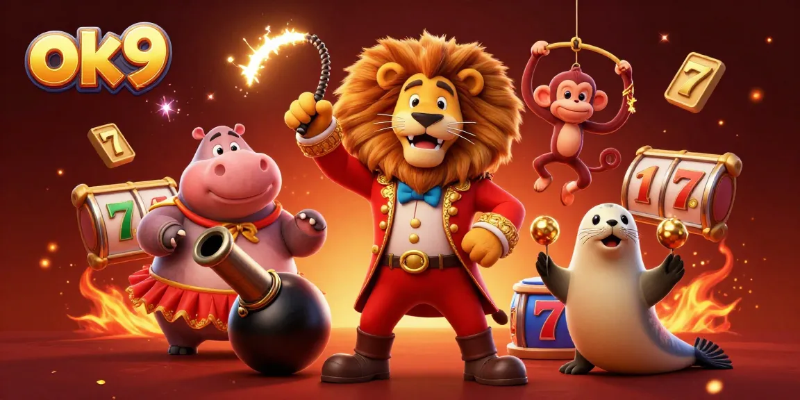 Experience thrilling gaming moments at ok9 with vibrant slot machines and animated characters.