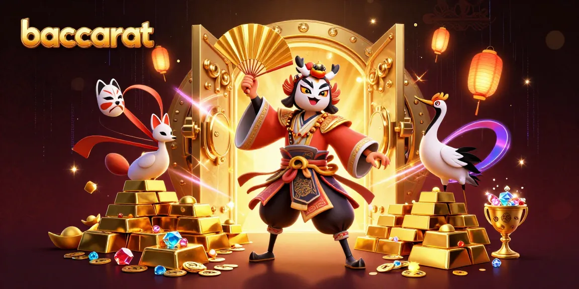 Play baccarat for an exhilarating casino experience, featuring vibrant 3D warriors and treasures.
