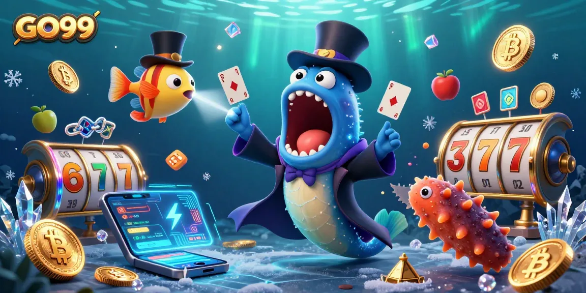 Engage with GO99's thrilling slot adventures through this vibrant underwater casino magic scene.