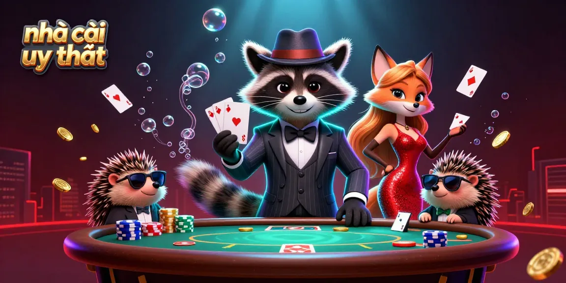 Engage with nhà cái uy tín while enjoying a vibrant poker scene featuring dynamic 3D characters and elements.