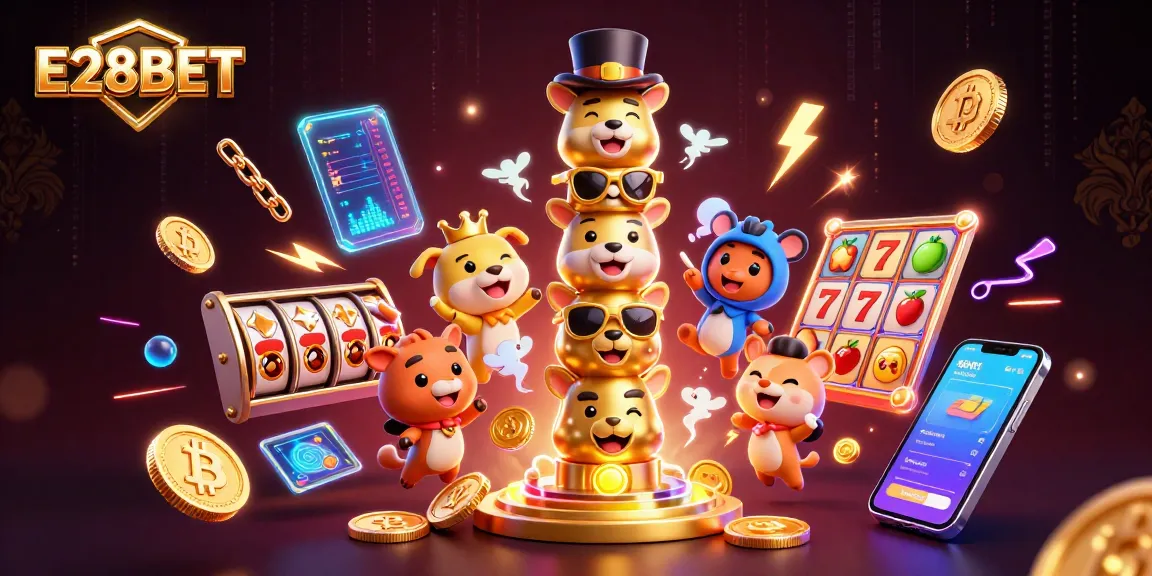 E28BET offers exciting wins with captivating casino scenes featuring vibrant gaming elements.