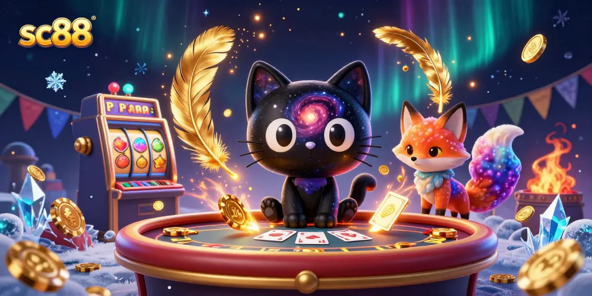 Engage with sc88 at a vibrant cosmic casino featuring animated characters and thrilling slot machines.