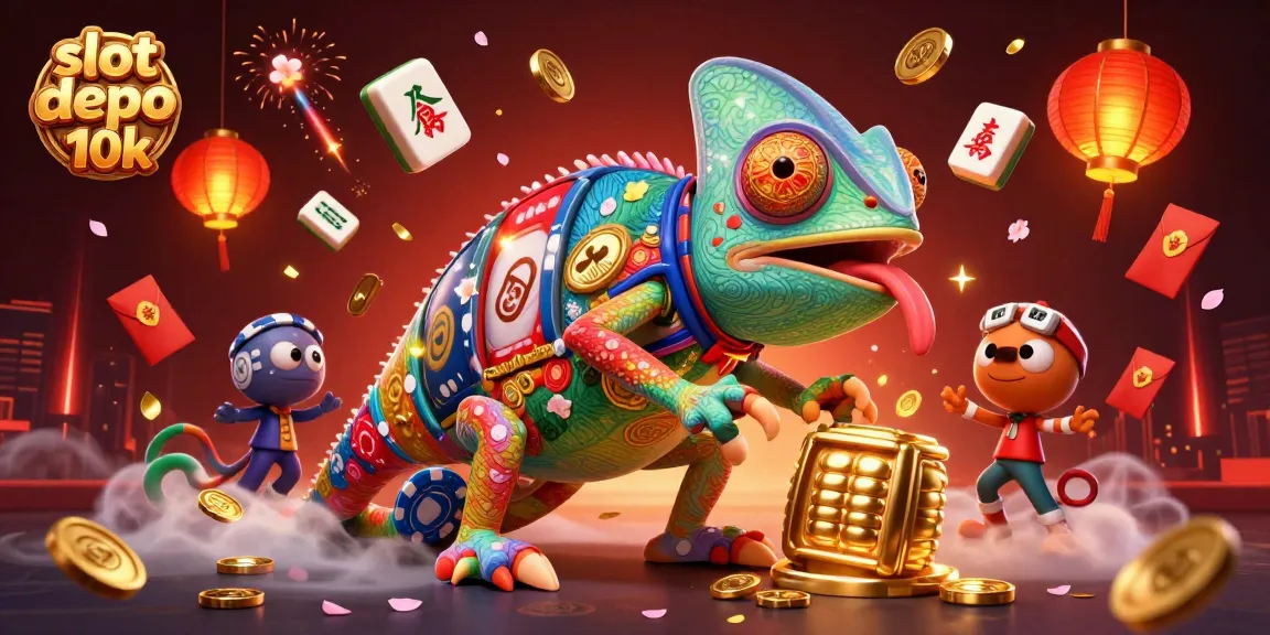 Spin to win with slot depo 10k in this vibrant 3D casino illustration showcasing rich gaming elements.