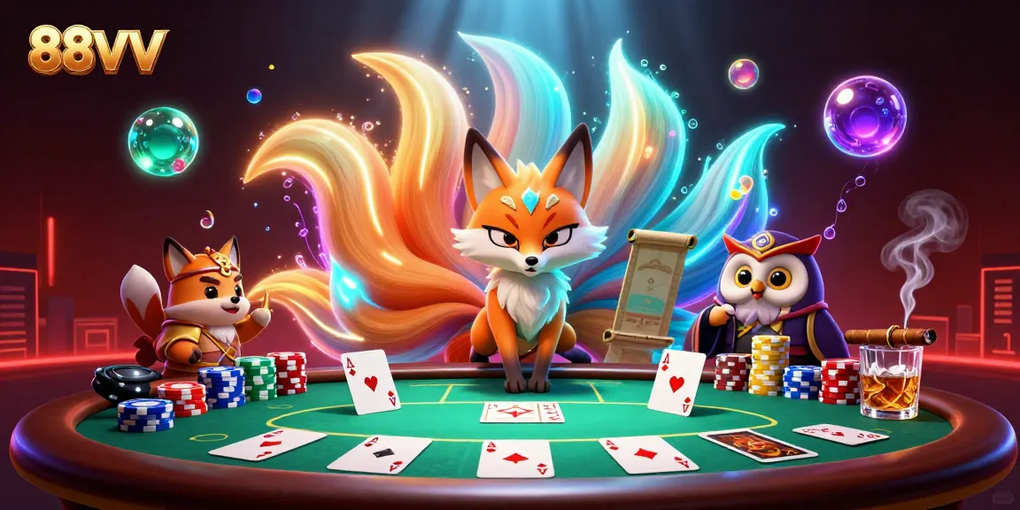 Experience thrilling gaming action at 88VV featuring vibrant designs with poker and casino elements.