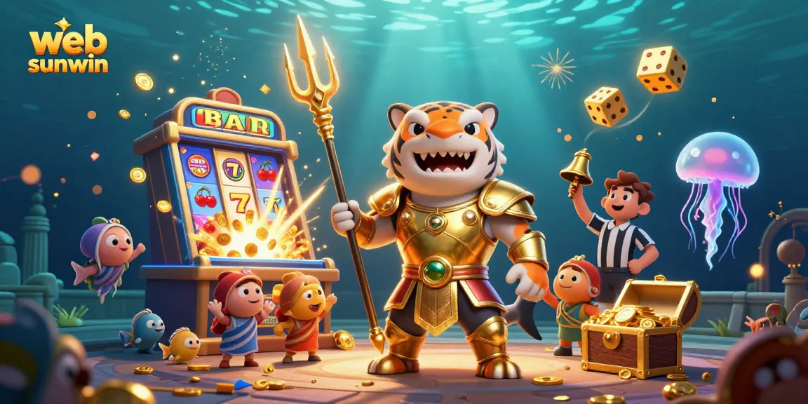 Experience thrilling excitement with web sunwin in this colorful underwater casino scene full of jackpots!