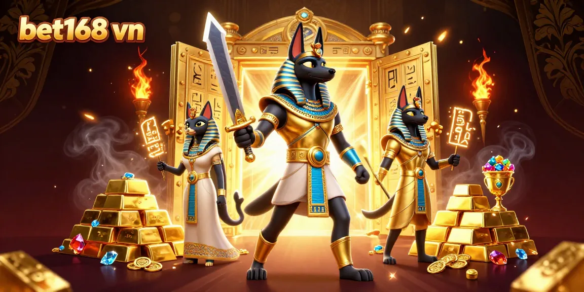 Experience the thrill of bet168 vn with Anubis and Bastet in a 3D casino adventure.