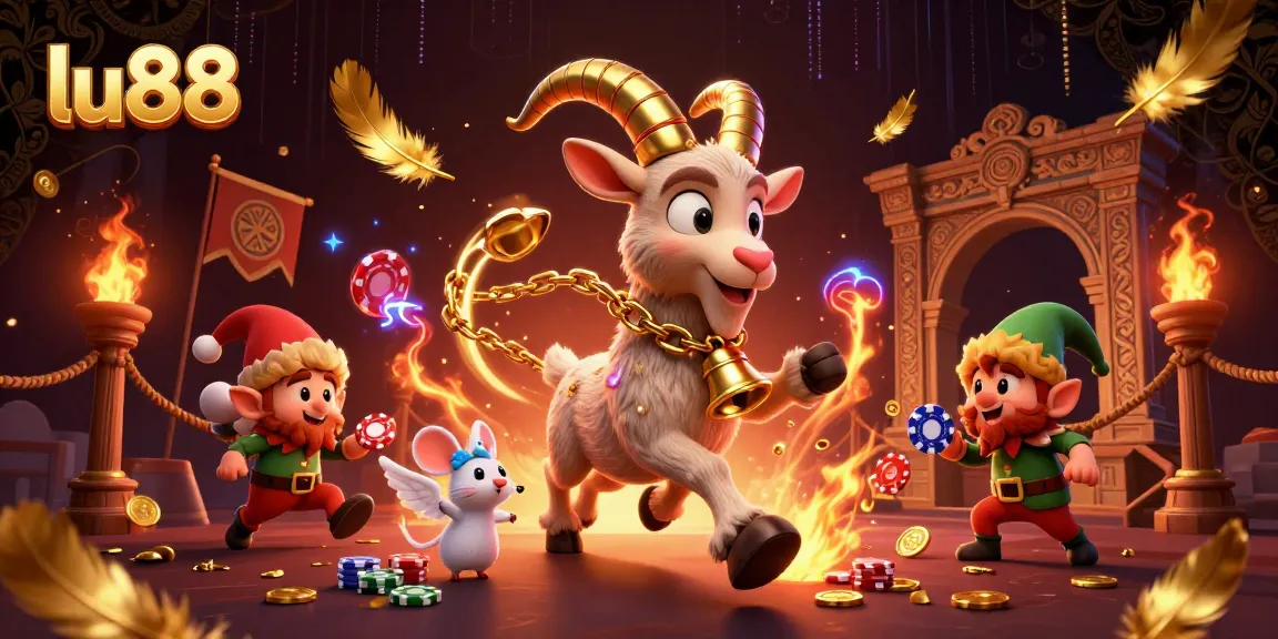 Experience the festive chaos of lu88 casino with Krampus, angel mouse, and elf gremlins in action.