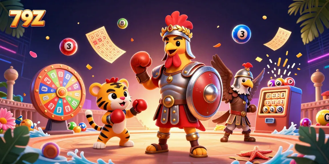 Experience vibrant gaming at 79Z with thrilling prize wheels, colorful lottery elements, and dynamic action.