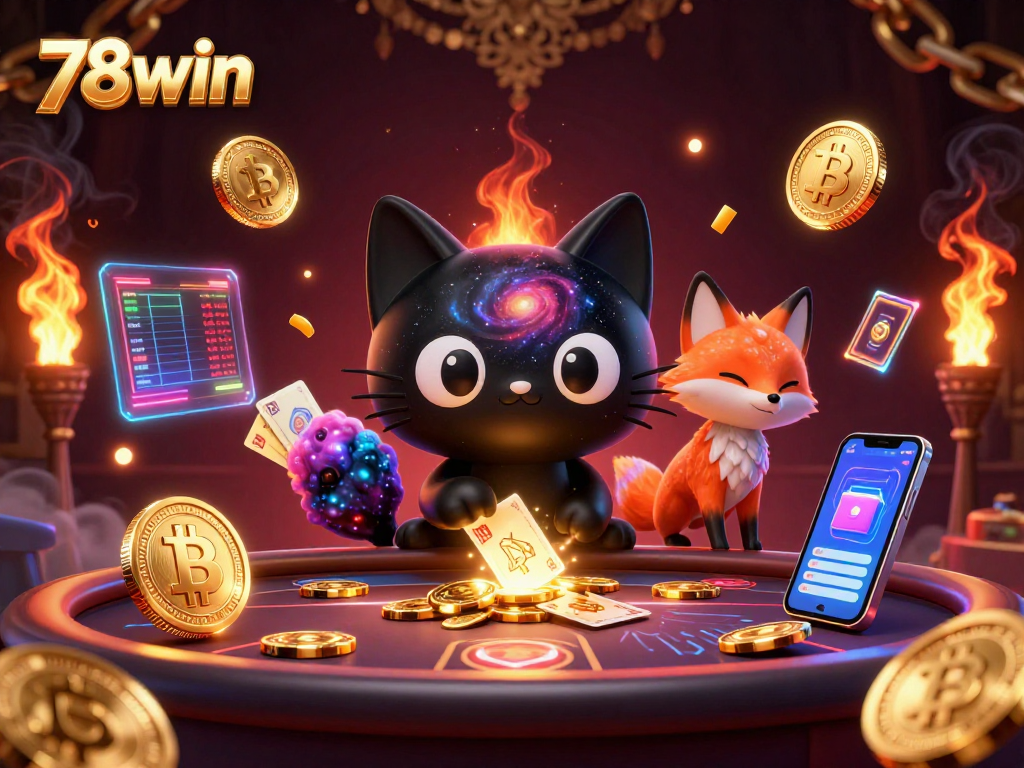 Experience the cosmic charm of 78win with a unique black hole cat as it draws in casino treasures.