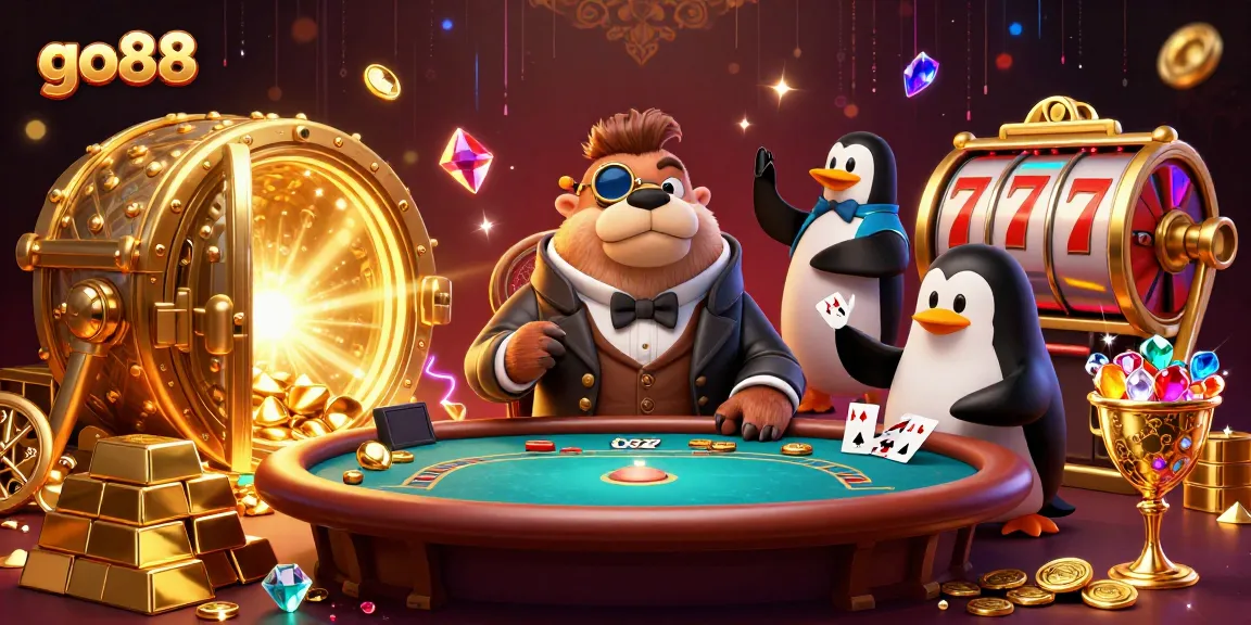 Join the exciting adventure at go88 with a lively walrus, penguin dealer, and a bluffing pufferfish at an underwater poker game.
