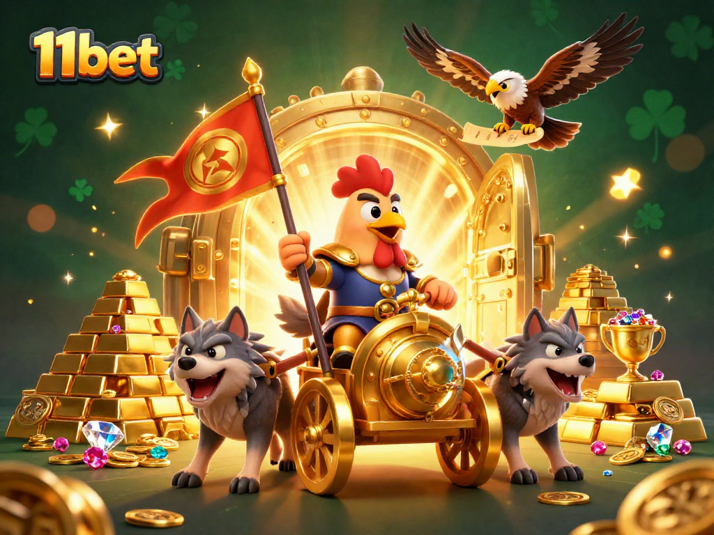 Experience the thrill of winning with 11bet in this captivating 3D casino illustration.