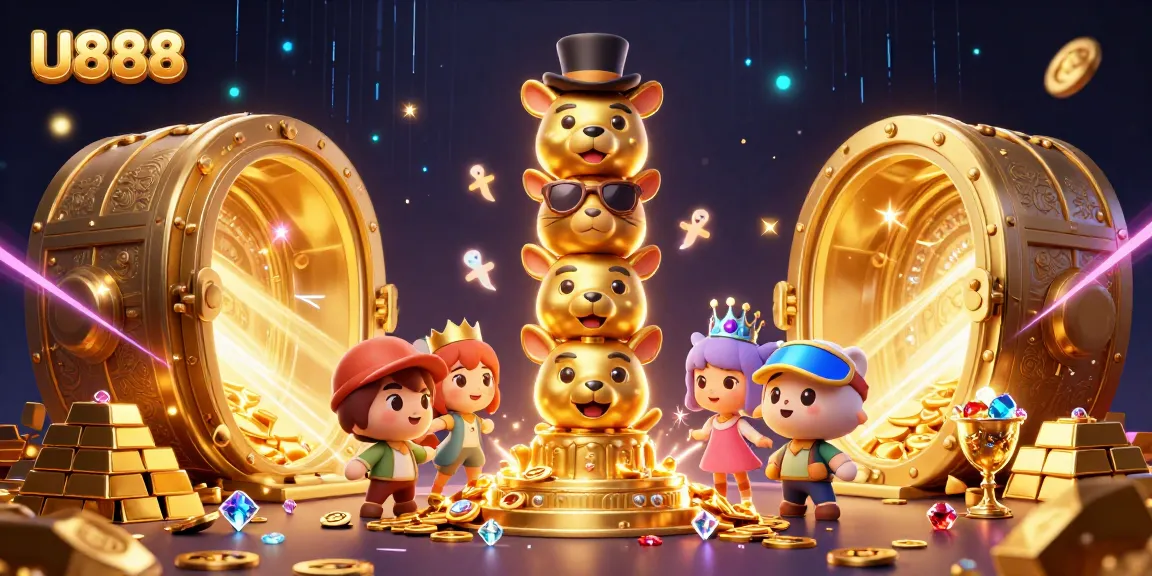 Spin and win with U888, a vibrant casino scene featuring a golden totem pole and treasures.