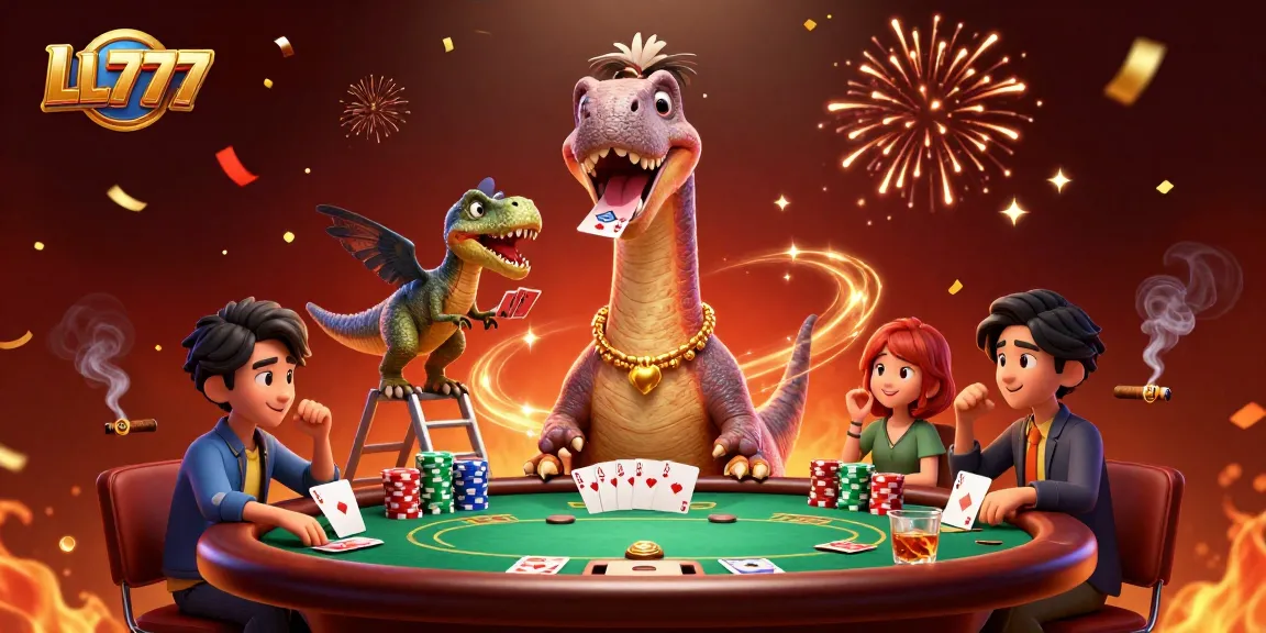 Experience the excitement of LL777 with a vibrant casino scene featuring game elements and characters.