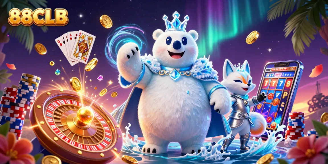 Experience thrilling gameplay at 88CLB with vibrant casino scenes and lucky slots.