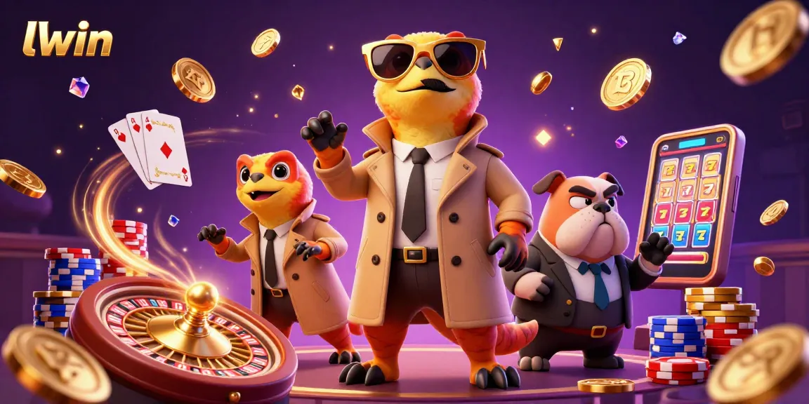 Experience thrilling gaming with LLWIN at a VIP casino lounge in this vibrant 3D scene.