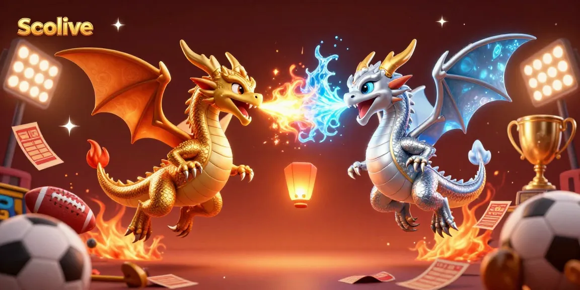 Socolive transforms the sports betting experience with a vivid 3D scene featuring dual dragons and dynamic football elements.
