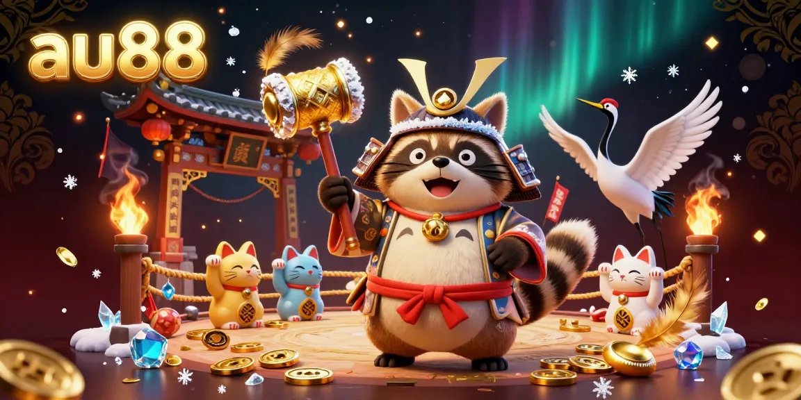 Play at au88 online casino with cheerful characters and dynamic gaming elements in a vibrant 3D scene.