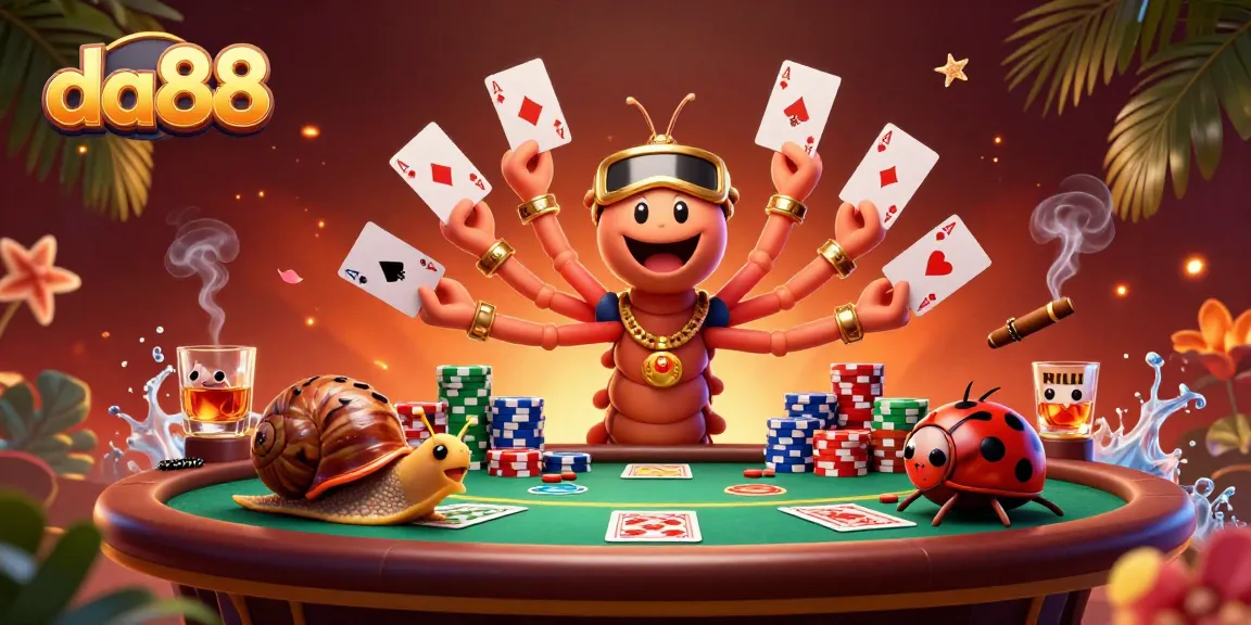 Engage in thrilling casino action with da88, featuring a vibrant millipede dealer and high-rolling snail.