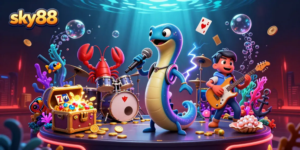 Experience thrilling casino action with sky88 in a vibrant underwater classic themed illustration.