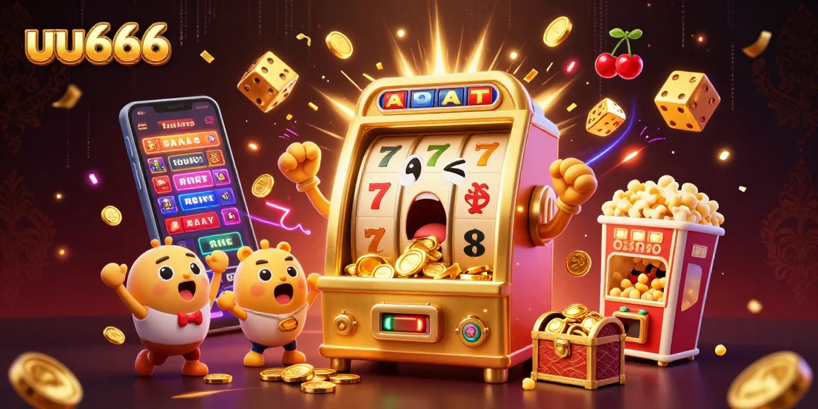 uu666 offers an exhilarating experience as animated slot machines celebrate jackpots with vibrant casino elements.