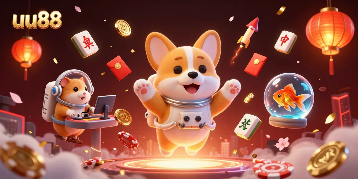 Join the excitement at uu88 as the corgi astronaut floats through a casino full of vibrant games and lucky charms.