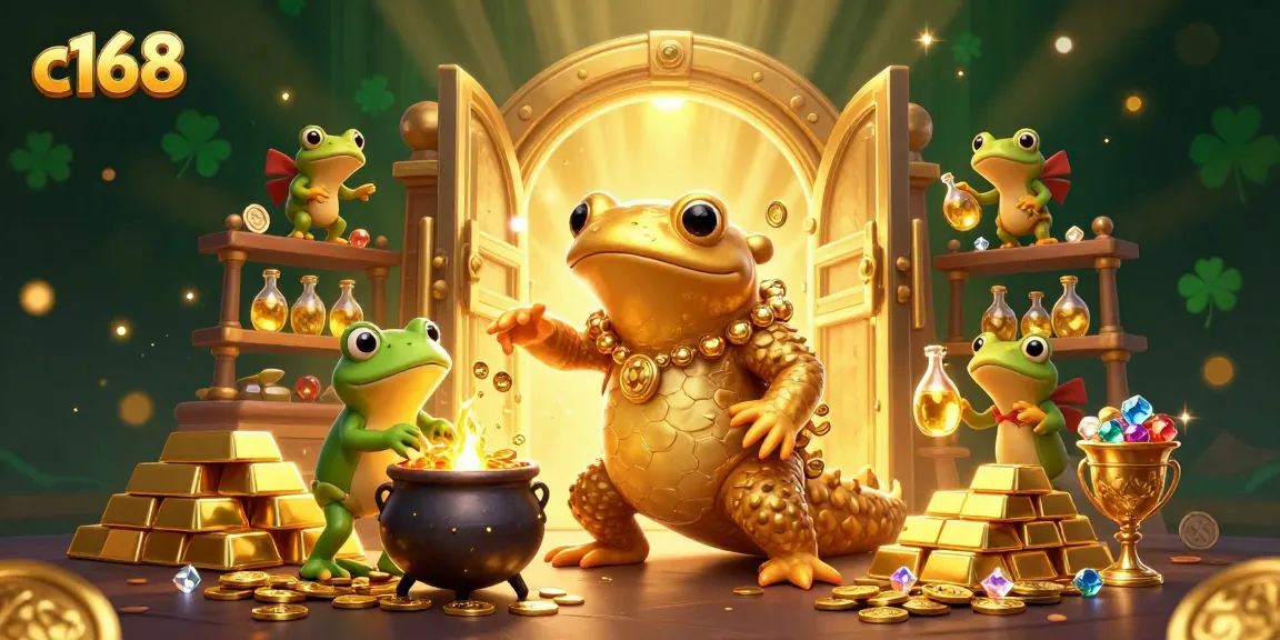Elevate your gaming with c168 as alchemists create treasures in a magical casino scene.